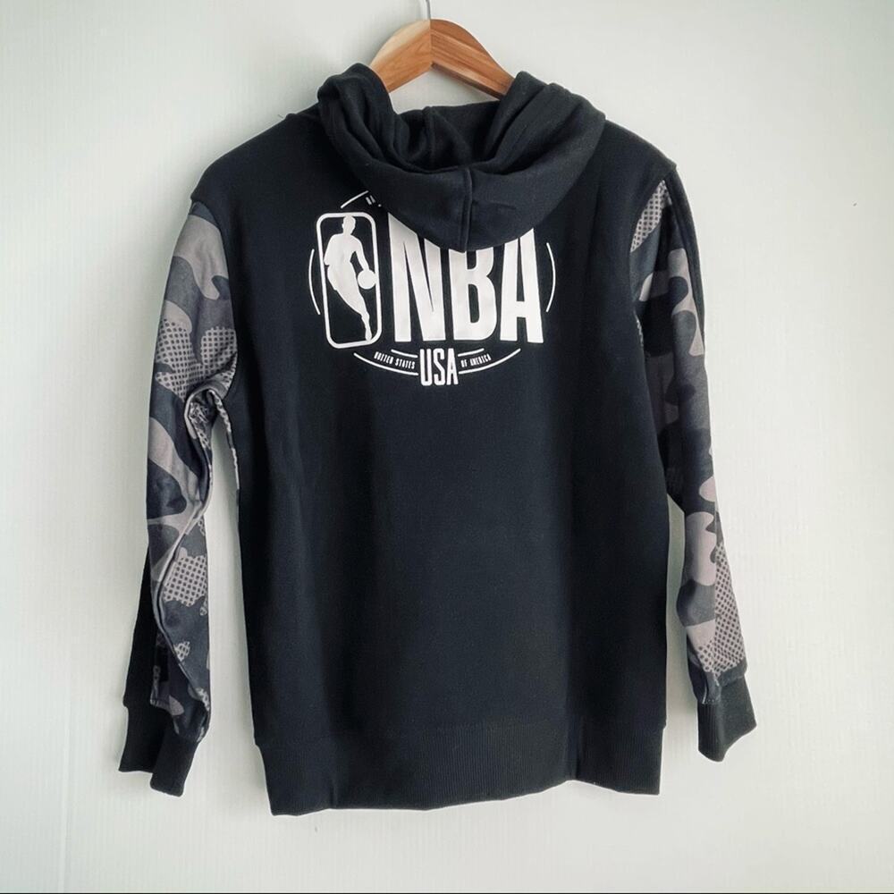 🆕NBA camo hoodie black and grey basketball youth kids boys large 14-16 pullover - Picture 6 of 9